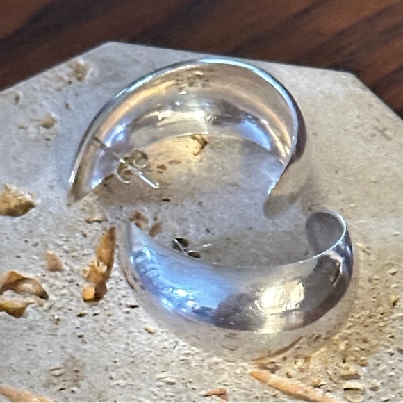 Vintage Heavy Mexico 925 Sterling Silver Earrings Boho 1.5” - Picture 3 of 12